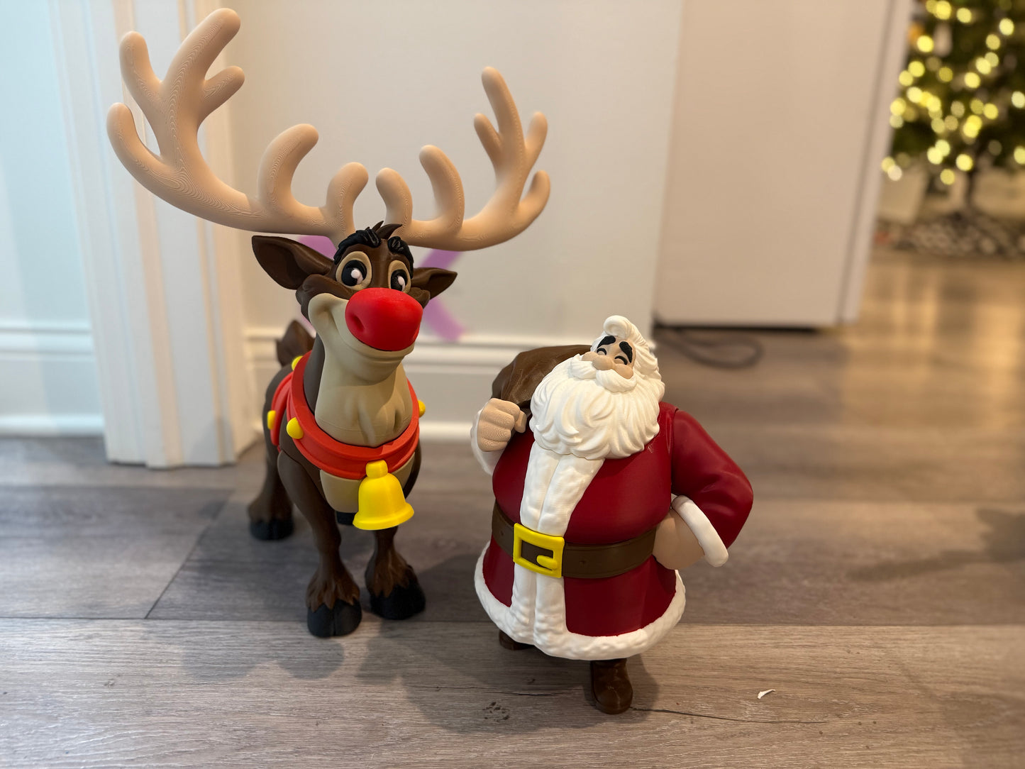 Oversized 3D Printed Red-Nosed Reindeer Holiday Display (18")