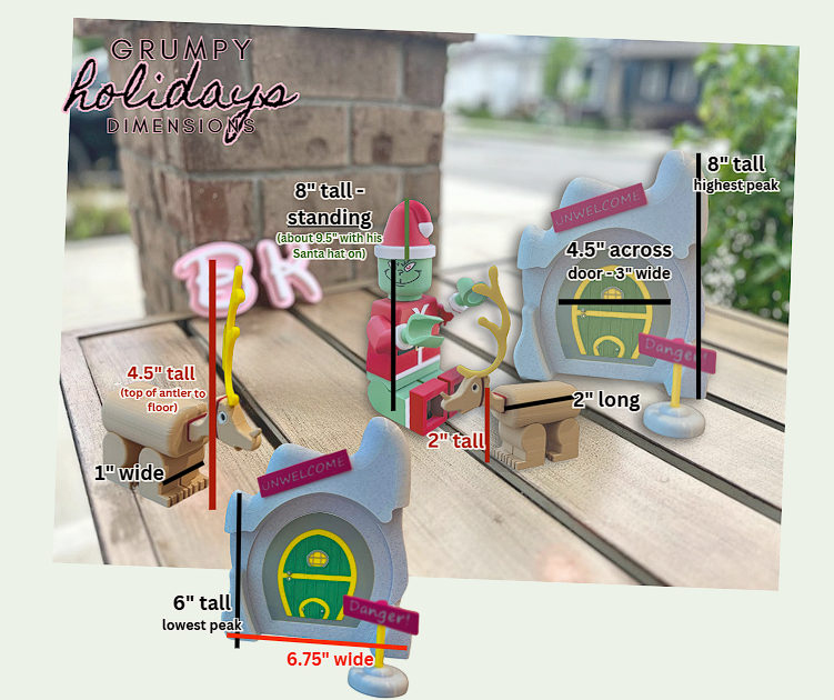 3D Printed Grinch & Max Brick-Style Lair Set – Complete Christmas Display