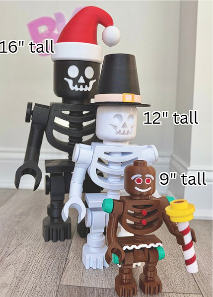 Articulated 3D Printed Skeleton Figurine - Mega Accessories! (SOLD SEPARATE)- Posable Brick-Style Display Piece for Collectors