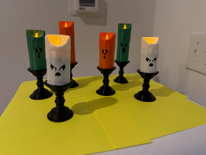 Spooky Halloween 3D Printed Faux Candle Set with LED Tealights - Boo Ghost Decorations