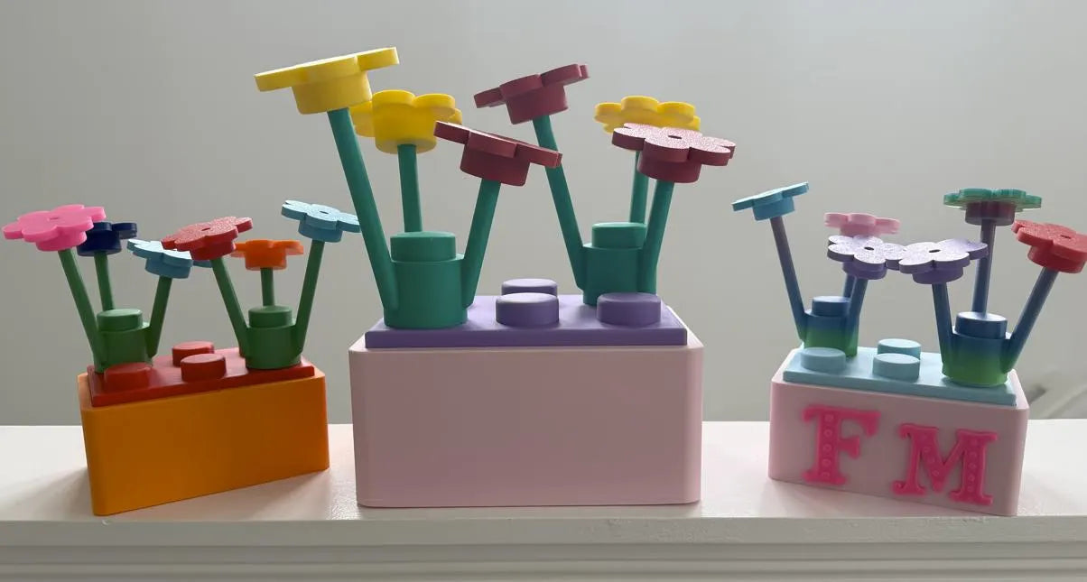 3D Printed Custom Flower Block Storage Organizer: Big Brick-Style Nursery Decor
