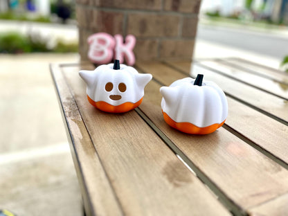 3D Printed Ghost Pumpkin Tea Light Holder: Spooky Halloween Decor | Light Included