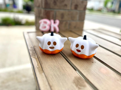 3D Printed Ghost Pumpkin Tea Light Holder: Spooky Halloween Decor | Light Included