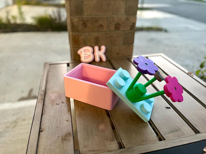 3D Printed Custom Flower Block Storage Organizer: Big Brick-Style Nursery Decor
