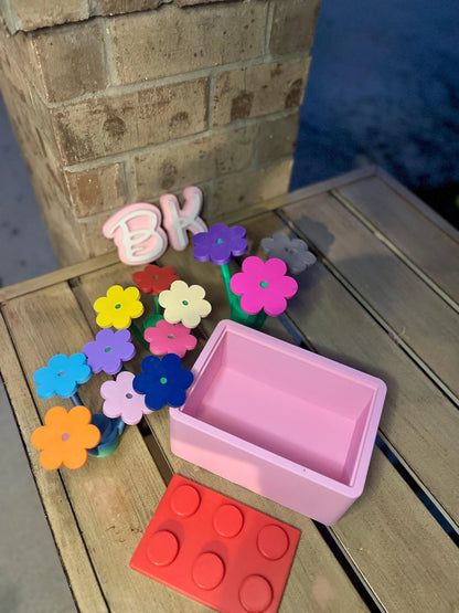 3D Printed Custom Flower Block Storage Organizer: Big Brick-Style Nursery Decor