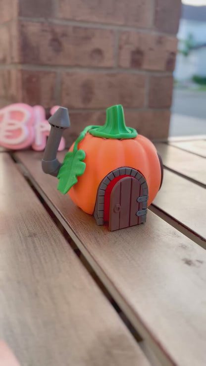 Enchanting Fairy Pumpkin Cottage: Miniature Garden House with Functional Door