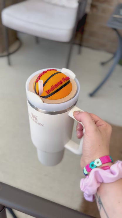 Personalized Basketball Tumbler Topper: Custom Stanley Cup Accessory for 30oz & 40oz Drinkware