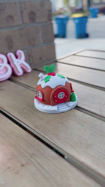 Enchanting Cinnamon Roll Fairy House Tea Light Holder - Festive Christmas Fruit Cake Decoration