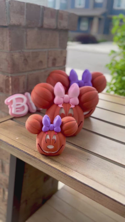 3D Printed Mouse-Inspired Pumpkin with the Classic Bow: Whimsical Fall Decor for Halloween & Autumn Celebrations